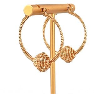 Skinny Gold Tone Fancy Hoop Earrings